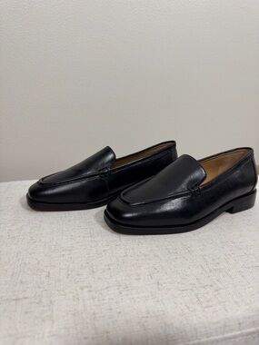 Madewell Black Leather Loafers Size 6 Slip On Flats Minimal Classic